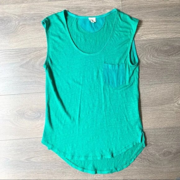 Aritzia Wilfred Free Linen Muscle T-shirt Tee Sleeveless Green Size XXS - Picture 5 of 10